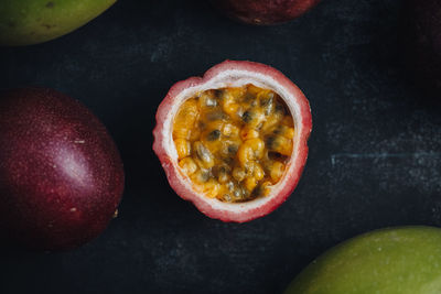 High angle view of fruits on table