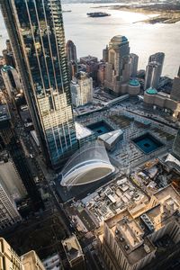 High angle view of buildings in city