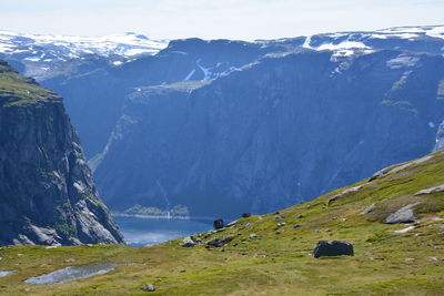 Scenic view of mountains against sky