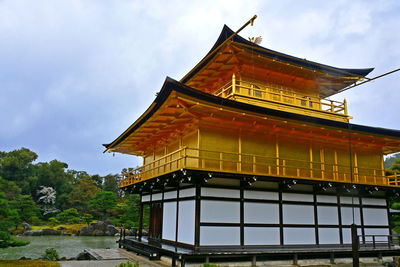 Low angle view of pagoda against sky