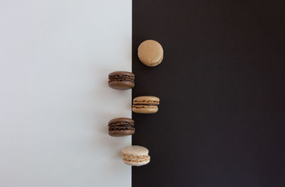 Close-up of macaroons on a neutral background 