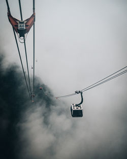 High angle view of overhead cable car against sky