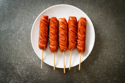 High angle view of food on table
