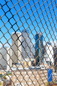 Full frame shot of chainlink fence against clear sky