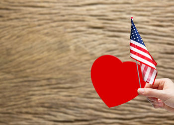 Person holding red flag