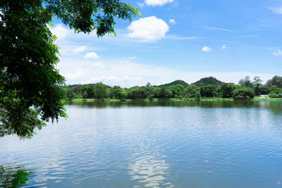 Scenic view of lake against sky