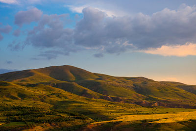 Landscape of the hills at sunset