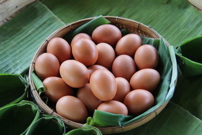 High angle view of fruits in basket