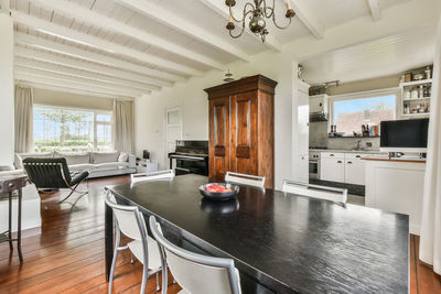 Empty chairs and tables at home