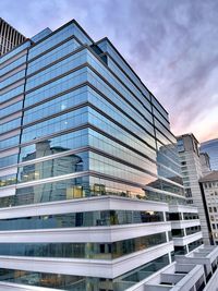 Low angle view of modern building against sky