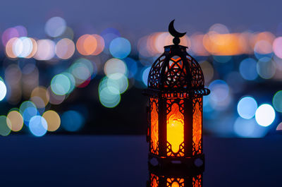 Lantern that have moon symbol on top for the muslim feast of the holy month of ramadan kareem.