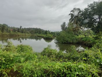 Scenic view of lake against sky