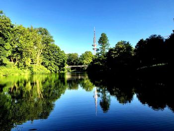 Reflection of trees in lake