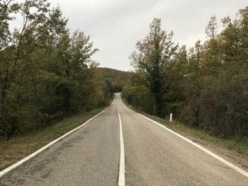 Road amidst trees against sky