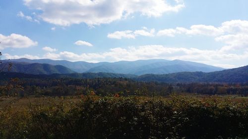 Scenic view of mountains against sky