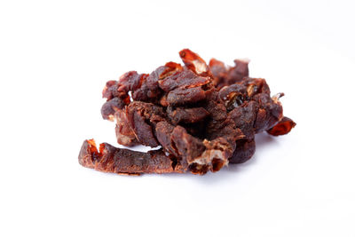 Close-up of chocolate cake against white background