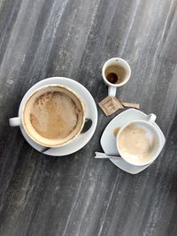 High angle view of coffee on table