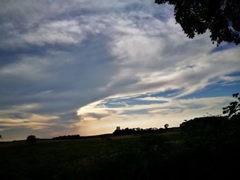 Silhouette trees on landscape against sky