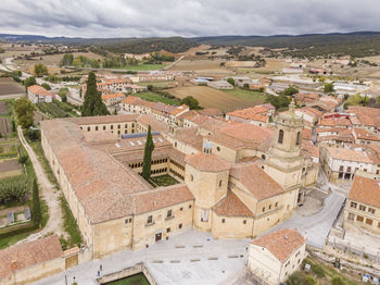 High angle view of townscape against sky