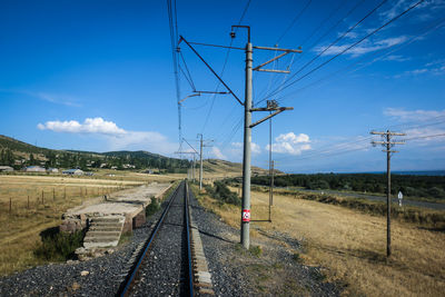 Railroad track passing through field