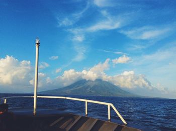 Scenic view of sea against blue sky