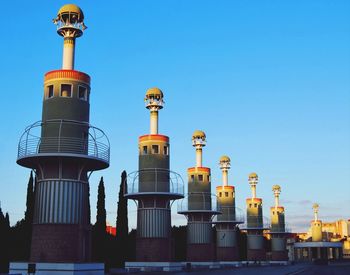 Low angle view of lighthouses at parc de l espanya industrial