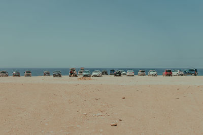 Scenic view of beach against clear sky