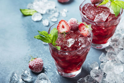 Close-up of red berries on table