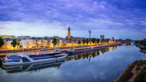 Bluehour over arnhem gelderland across the river