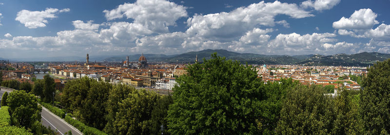 High angle view of townscape against sky