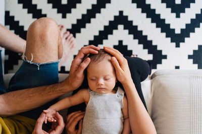 Midsection of father with daughter