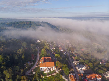 High angle view of townscape against sky