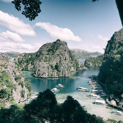 View of boats moored beach 