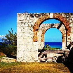 Low angle view of old ruin