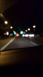 High angle view of road at night