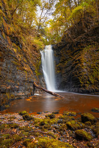 Scenic view of waterfall