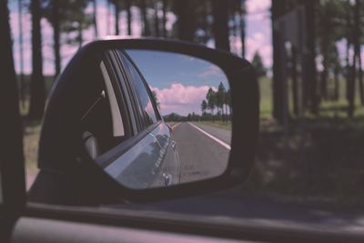 Close-up of car on side-view mirror