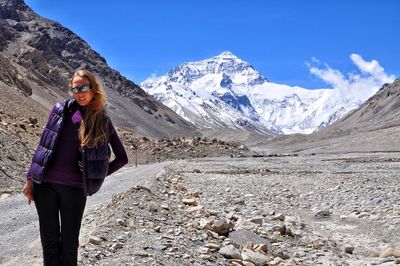 Woman in vacations in tibet