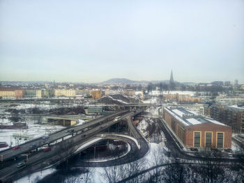 High angle view of cityscape against sky