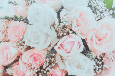 High angle view of rose bouquet