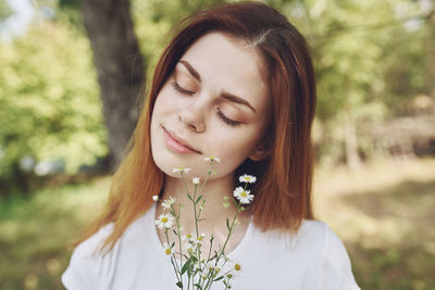 Portrait of serious young woman