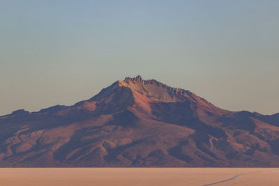 Scenic view of desert against clear sky