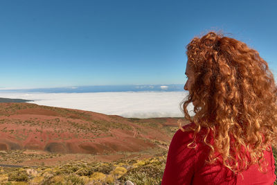 Woman looking at landscape
