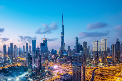 Aerial view of shaikh zayed road dubai early morning