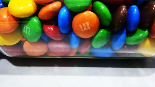 High angle view of multi colored candies