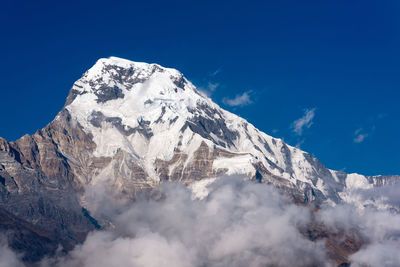 Nature view of himalayan mountain range at poon hill view point,nepal. 