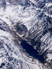 High angle view of snowcapped mountains