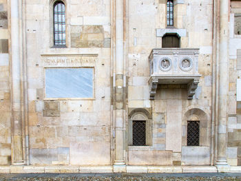 Exterior of world heritage site modena dome with balcony and windows