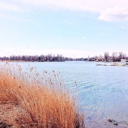 Scenic view of lake against sky