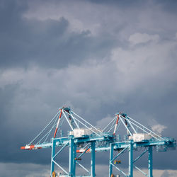 View of cranes against sky